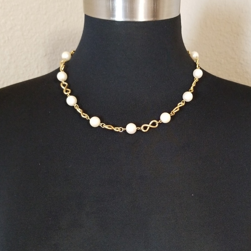 Gold Pearl Infinity Necklace